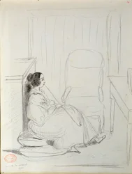 George Sand (1804-76) sentada y fumando una pipa, 1833